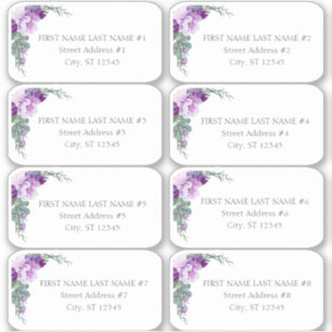Purple Floral Eucalyptus Wedding Guest Address
