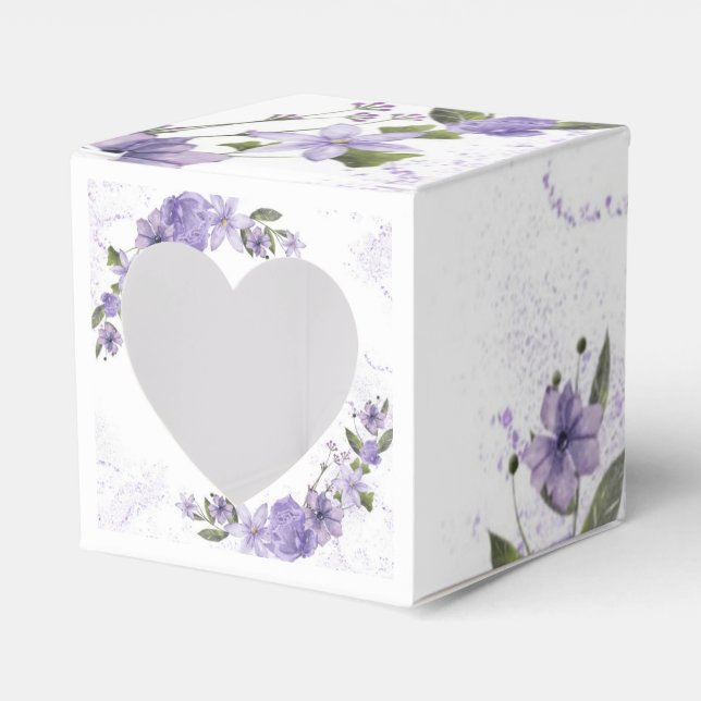 Purple Floral Favor Box (Front Side)
