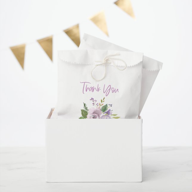 Purple Floral Favour Thank You  Bag (Party)