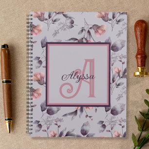 Purple Floral Feminine Monogrammed Initial & Name  Planner