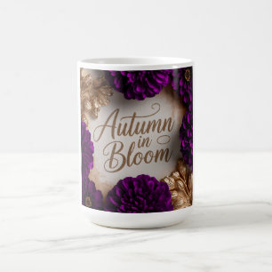 Purple Floral Flat Lay Script Autumn Lifestyle Art Magic Mug