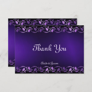 Purple Floral Flat Thank You Card