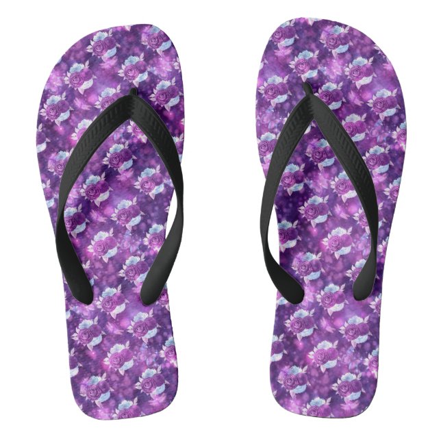Purple Floral Flip Flops (Footbed)