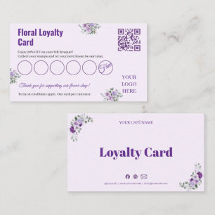 Purple Floral Flower Shop Stamp Loyalty Card