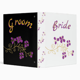 Purple Floral For Bride And Groom Binder
