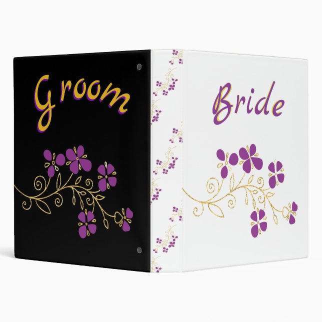 Purple Floral For Bride And Groom Binder (Background)