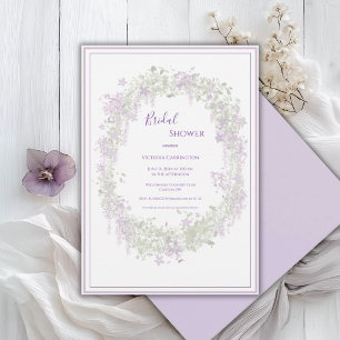 Purple Floral Frame Elegant Bridal Shower Invitation