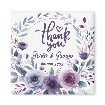 Purple Floral Frame Thank You Wedding Favors