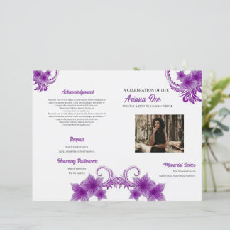 Purple Floral Funeral Program Template