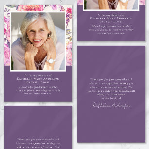 Purple Floral Funeral Sympathy Thank You Card