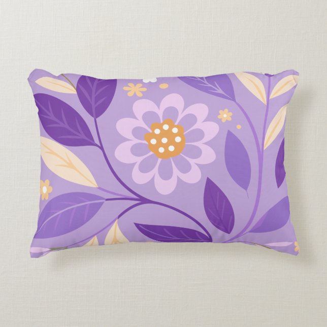  Purple Floral Garden  Accent Pillow (Front)