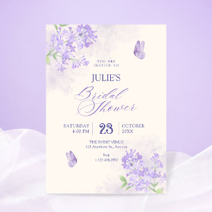 Purple floral garden bridal shower invitation