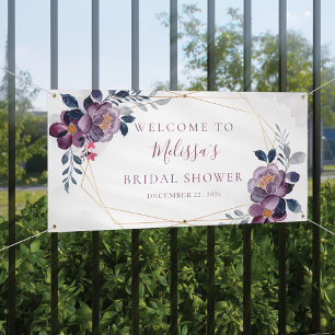 Purple Floral Geometric Bridal Shower Banner