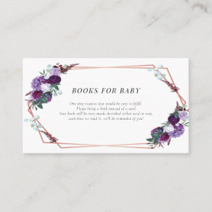 Purple Floral Geometric Frame Books for Baby Card