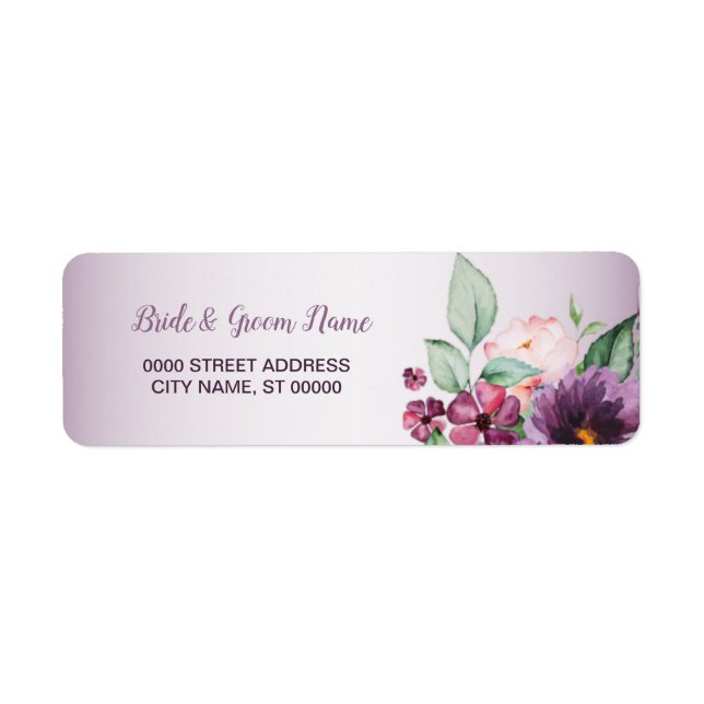 Purple Floral Geometric Greenery Return Address (Front)