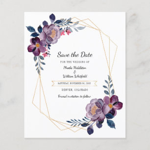 Purple Floral Geometric Save The Date Flyer