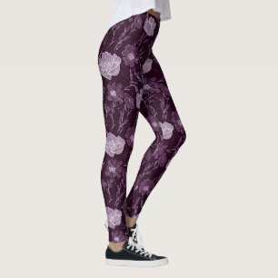 Purple Floral Glitters Pattern  Leggings