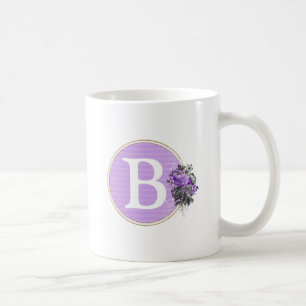 Purple Floral & Gold Personalized Monogram Coffee Mug