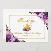 Purple Floral Gold Thank You Bridal Tea Party (Front/Back)
