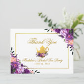 Purple Floral Gold Thank You Bridal Tea Party (Standing Front)