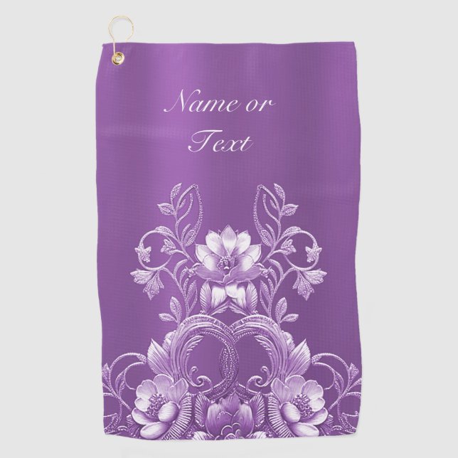 Purple Floral Golf Towel (Front)