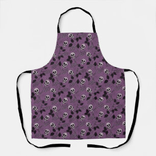 Purple Floral Gothic Skull Apron