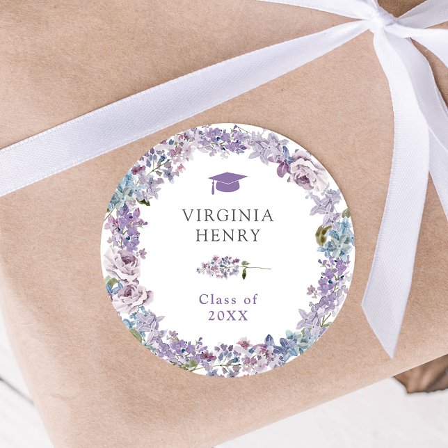 Purple Floral Graduate Sticker (Purple Floral Graduate Sticker by Painted Paperie
)