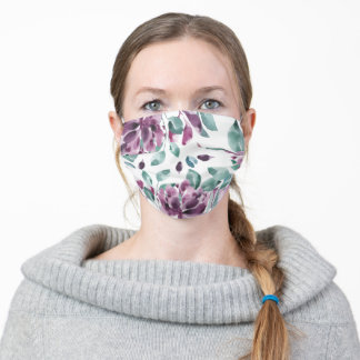 Purple Floral & Green Leafy Cloth Face Mask