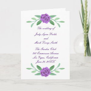 Purple Floral Greenery Foliage Programme de mariag