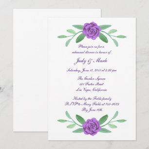 Purple Floral Greenery Foliage Rehearsal Dinner Invitation