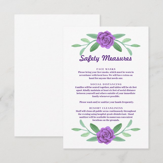 Purple Floral Greenery Foliage Safety Measures (Front/Back)