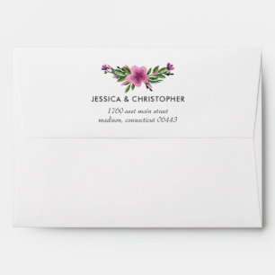 Purple Floral Greenery Lined Wedding Envelope
