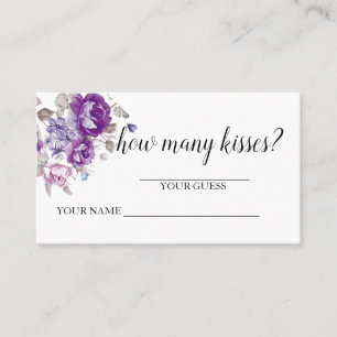 Purple Floral Guess How Many Kisses Game Card