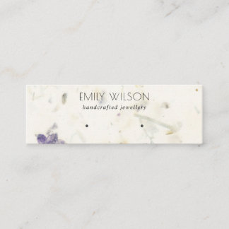Purple Floral Handmade Paper Texture Earring Mini Business Card