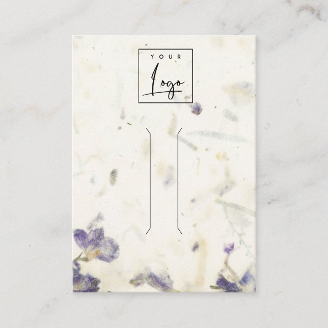 Purple Floral Handmade Paper Texture Hair Clip Business Card (Front)