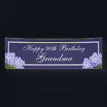 Purple Floral Happy 90th Birthday Grandma Banner<br><div class="desc">What a lovely way to celebrate your grandma. This design features botanical hydrangeas and custom typography on a purple background.</div>