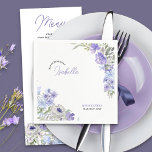 Purple Floral Happy Birthday Script Name Napkin<br><div class="desc">Purple quinceanera napkins - or personalize with your custom text. Elegant watercolor floral for girly sweet 15 (or edit for any other occasion) with delicate and airy flowers in shades of light purple lilac lavender blue. Please browse my Purple Peri Floral collection for co-ordinating quinceanera invitations, stationery and day-of-event decor...</div>