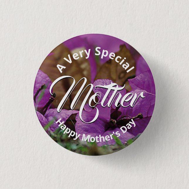Purple Floral HAPPY MOTHER'S DAY Church Give-away 1 Inch Round Button (Front)