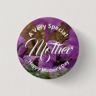 Purple Floral HAPPY MOTHER'S DAY Church Give-away 1 Inch Round Button