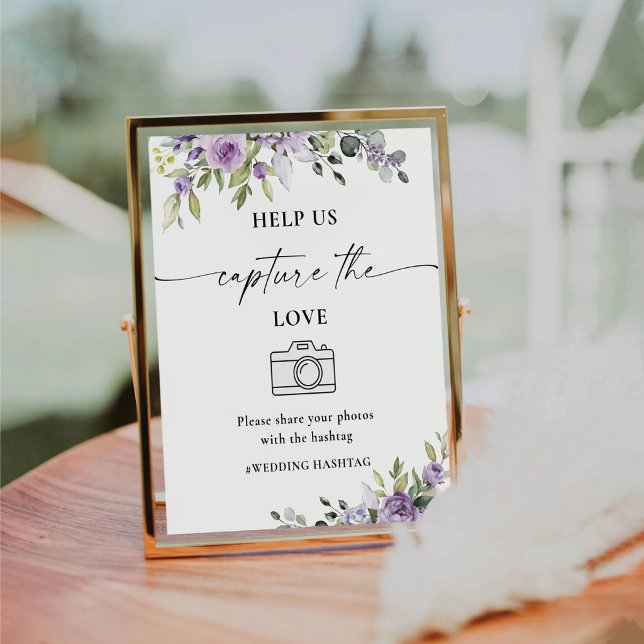 Purple Floral Help Us Capture The Love Sign (Creator Uploaded)