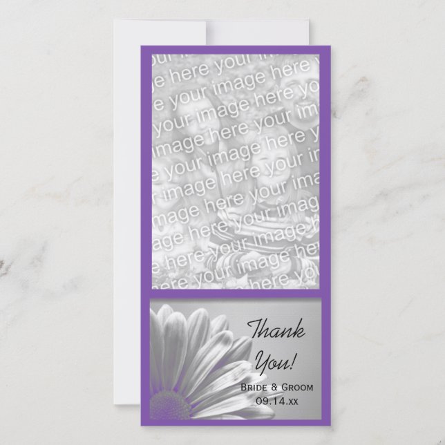 Purple Floral Highlights Wedding Thank You (Front)
