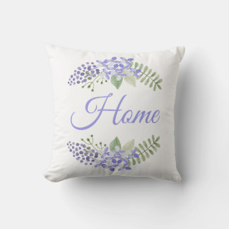 Purple Floral Home Watercolor Elegant Throw Pillow