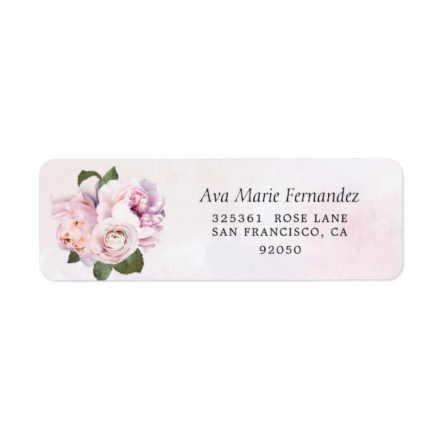 Purple Floral Invitation Adresse de retour (Devant)