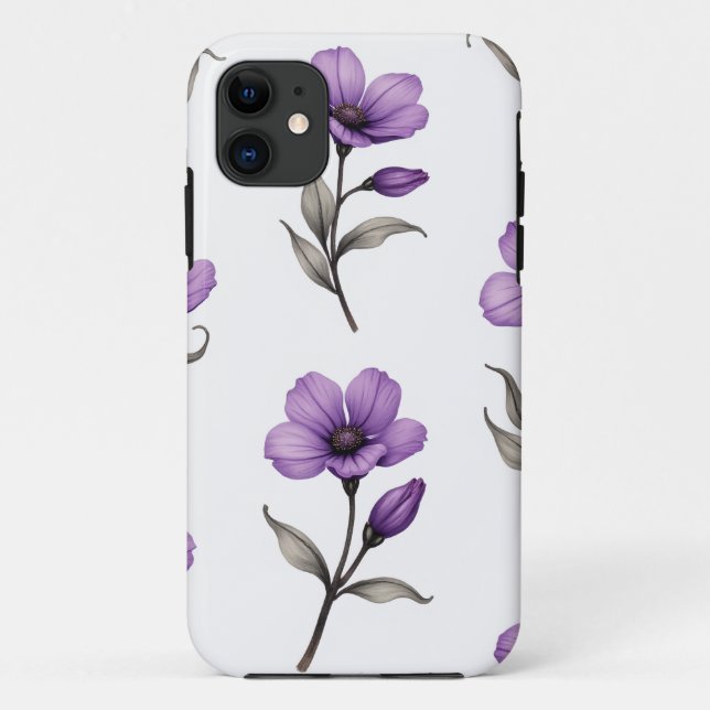 Purple Floral iPhone Case (Back)