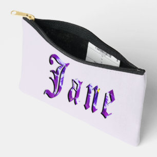 Purple Floral Jane Name, Accessory Pouch