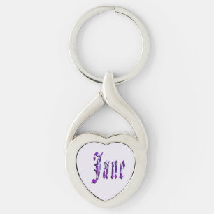 Purple Floral Jane Name, Keychain