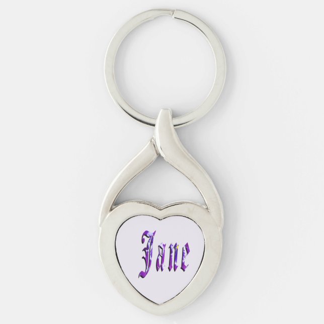 Purple Floral Jane Name,  Keychain (Front)