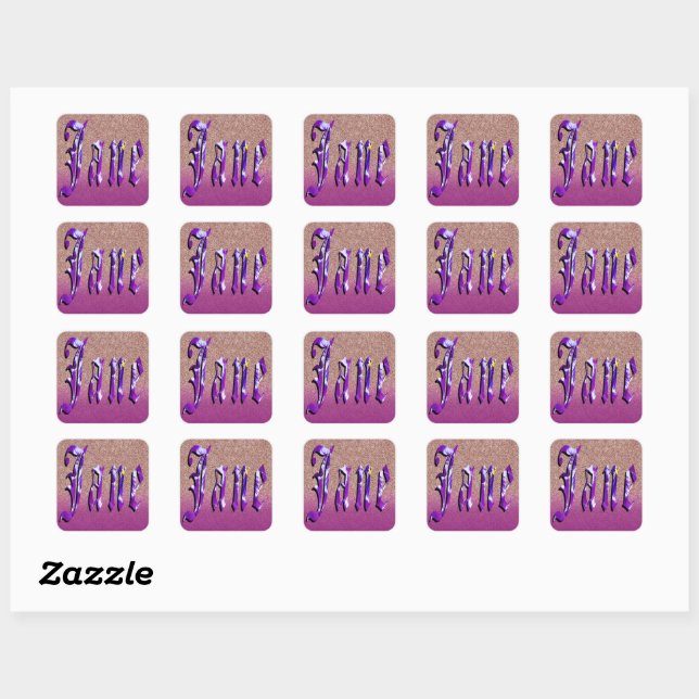 Purple Floral Jane Name, Stickers (Sheet)
