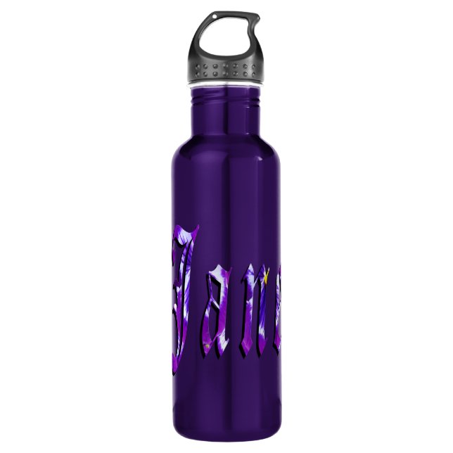 Purple Floral Jane Nom, Bouteille d'eau 710 ml (Devant)
