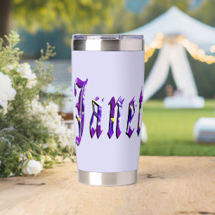 Purple Floral Janet Name, Insulated Tumbler